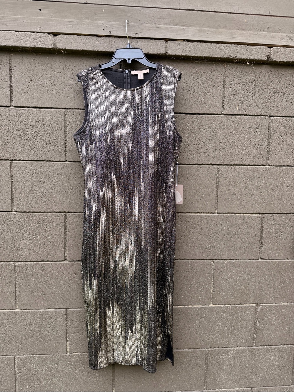 Forever 21 Silver & Black Sequin Midi Dress